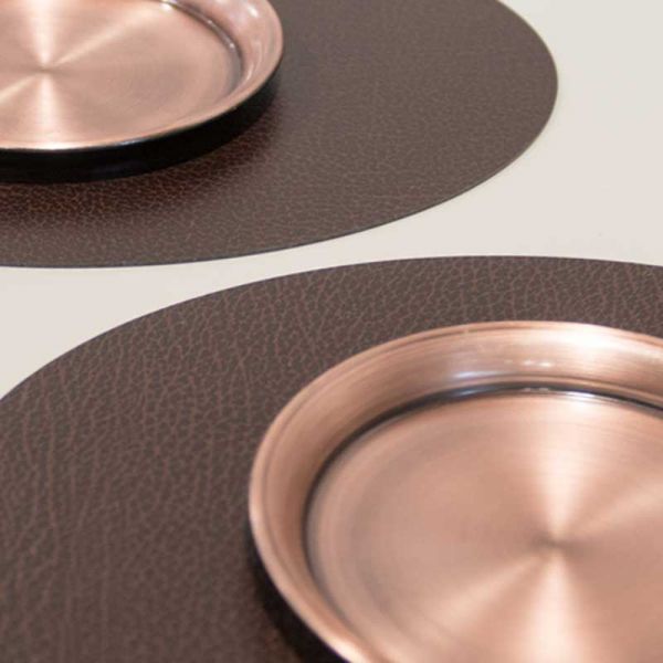 Сервировочная салфетка из натуральной кожи круглая 30 см, цвет коричневый, Bull LIND DNA 981705