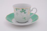 Набор чашек 200 мл с блюдцем Мэри-Энн 6 шт Зеленные листья 03160415-1381 LEANDER