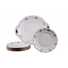 Сервиз для торта Соната с десертными тарелками 17 см, 7 предметов Голубые цветы 07161017-0009 LEANDER