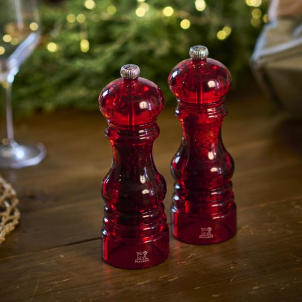 Набор мельниц для соли и перца PODIUM 18 см (прозрачный красный акрил) Peugeot 47993