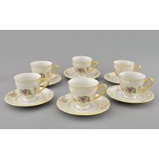 Набор чашек 150 мл с блюдцем Соната 6 шт Цветы перламутр 07160414-0656 LEANDER