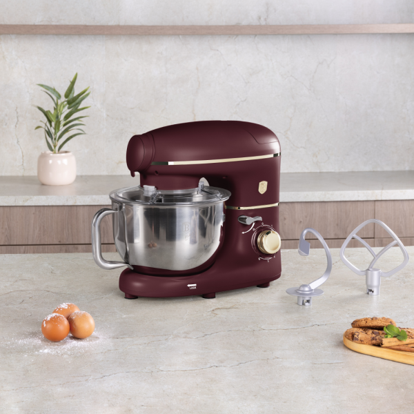 Многофункциональный кухонный комбайн с мясорубкой, электрический, матовый бордо, Leonardo BERLINGER HAUS

