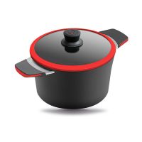 Кастрюля красная Индукционная ?20cm, 2,5 л. С крышкой и цветной упаковкой     (6)     37250r