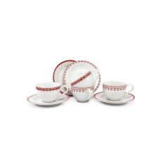 Чашка высокая с блюдцем 200 мл - 4 шт HYGGELYNE красный 71150425-327D LEANDER