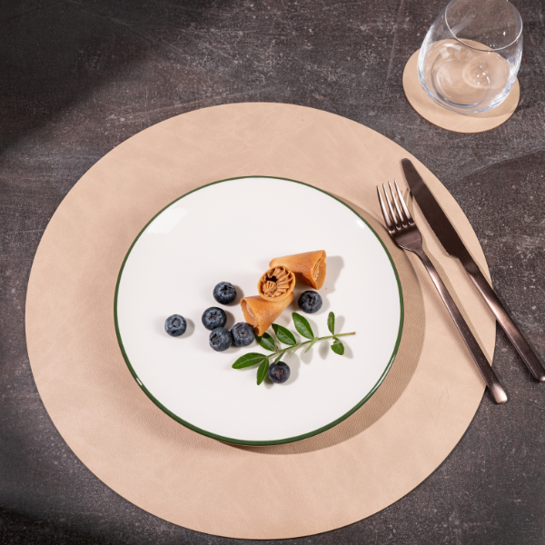 Подставка под кружку из кожи круглый 11 см песочный 11 см, NUPO Vero 523007
