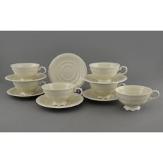 Набор чашек низких с блюдцем 200 мл 6 шт Белые узоры 07560425-3001 LEANDER