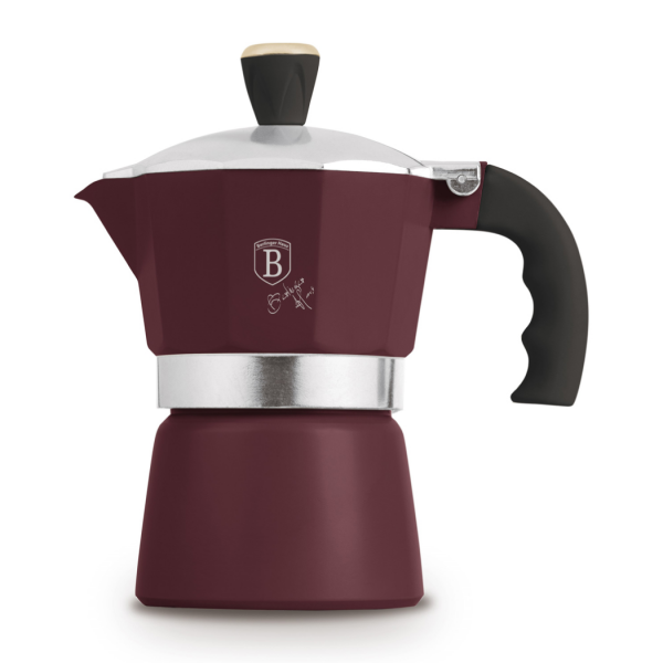Кофеварка гейзерная 150 мл на 3 чашки, пластик, матовый бордо, Leonardo BERLINGER HAUS
