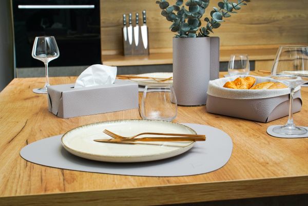 Хлебница из кожи 23х22х9см, цвет светло-серый, Vero VR-02GR