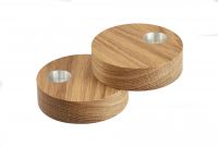 Магнитные подсвечники для высоких свечей круглые, набор 2 шт, цвет натуральный дуб, LIND DNA 98413