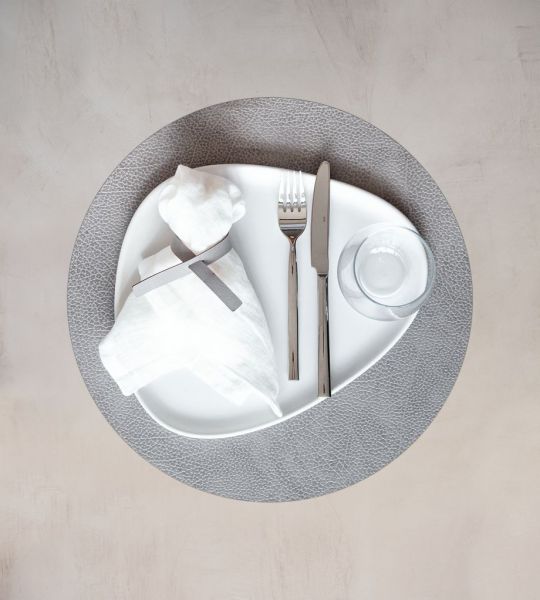 Сервировочная салфетка из натуральной кожи круглая 24 см, цвет серый антрацит, Hippo LIND DNA 98866