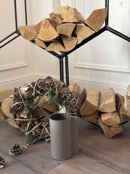 Ваза для цветов с кожаной отделкой, цвет теплый серый, Vero VR-03WG