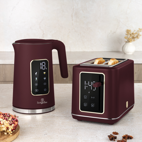 Тостер цифровой электрический, пластик, матовый бордо, Leonardo BERLINGER HAUS
