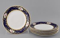 Набор тарелок мелких 25 см, 6 шт Соната Мелкие цветы, кобальт 07160115-0440 LEANDER