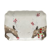 Блюдо 36.7x26.4x3.2 см, керамика, белый, декор, Deer Friends CASAFINA BY COSTA NOVA