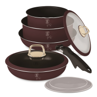 Набор посуды с антипригарным покрытием, 9 предметов, литой алюминий, бордовый, Leonardo BERLINGER HAUS