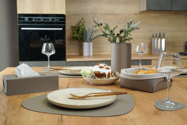 Хлебница из кожи, теплый серый 23х22х9см, цвет теплый серый, Vero VR-02WG