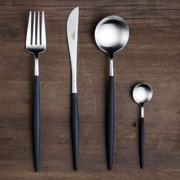 Набор столовых приборов 24 предмета 37.5x28.5x6 matte chrom/black  CUTIPOL