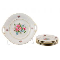 Сервиз для торта Соната с десертными тарелками 19 см, 7 предметов Розовые цветы 07161019-0013 LEANDER