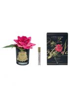 Роза-диффузор FRENCH ROSE MAGENTA, ярко-розовый черная ваза, 1 спрей 10мл