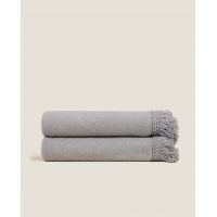Плед Frati SOFT BAMBOO GRIGIO PERLA с тесьмой Matisse, серый однотонный, 160х200, бамбук 40% полиэст
