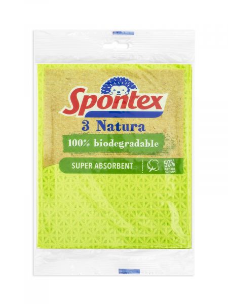 Салфетка губчатая NATURA 20х18см 3шт SPONTEX