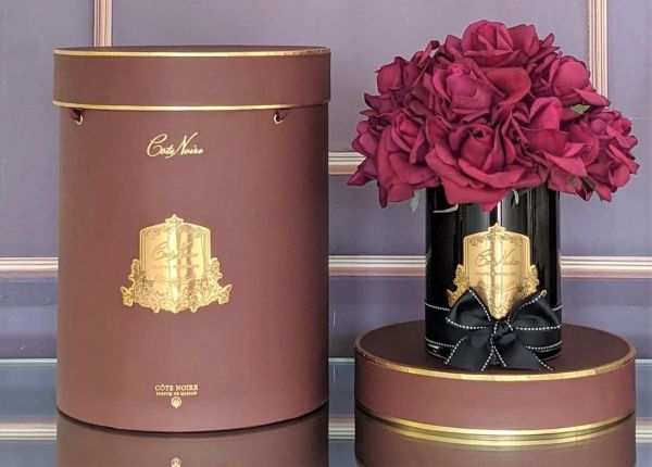GRAND BOUQUET black glass carmine redБольшой букет роз, 2 спрея по 10 мл, черная ваза, крас