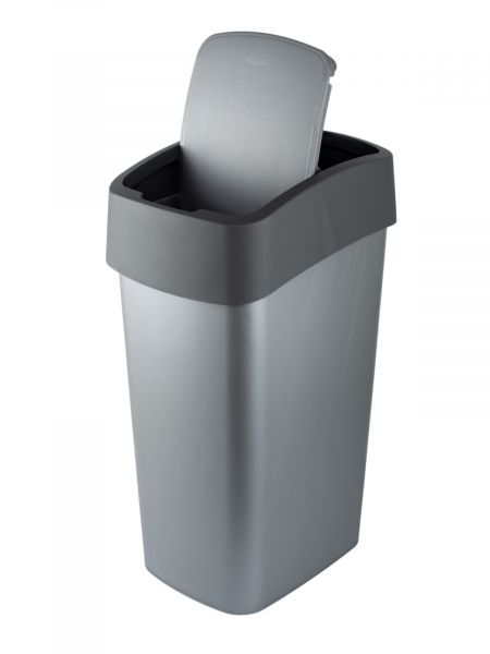 Контейнер для мусора FLIP BIN серебристый/графитовый 45л CURVER