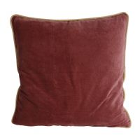 Подушка декоративная G&C Pale Plum, красная слива, кант желтый, 50х50 см, бархат, хлопок