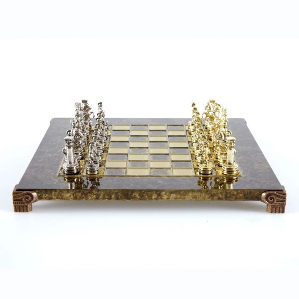 Greek Roman Metal Chess Шахматы, фигуры греко-римский период, золото с серебром, коричневый, 28х28