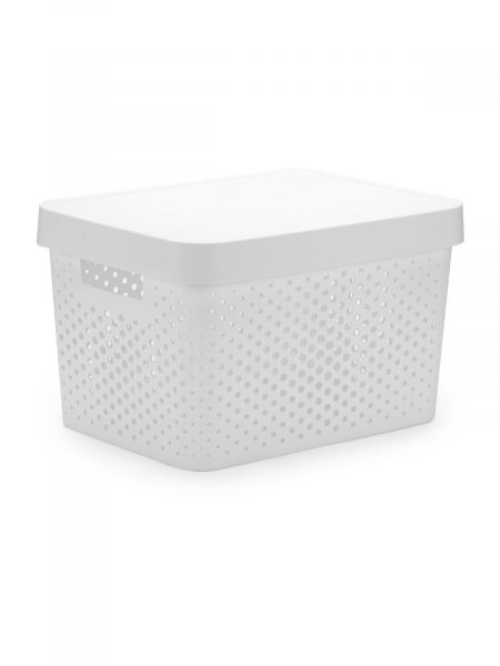 Коробка INFINITY перфорированная с крышкой 17л белая CURVER