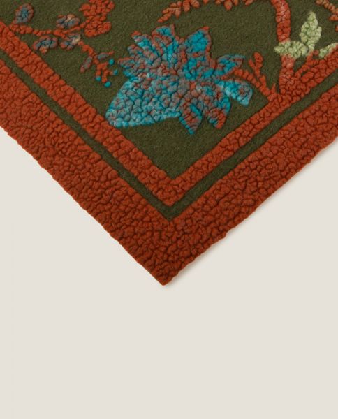 Плед Frati PARADISIACO VERDE зеленый с красным 150x190 см, шерсть 80% полиэстер 20%, 900г
