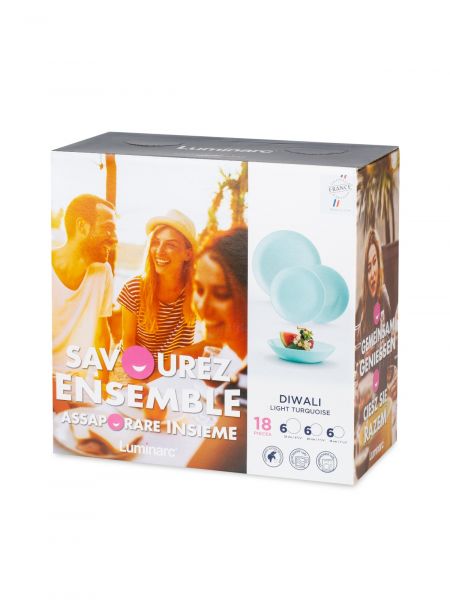 Набор столовый ДИВАЛИ ЛАЙТ ТЮРКУАЗ 18пр LUMINARC