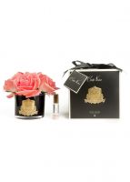 FIVE ROSE white peachБукет из 5 роз , цвет коралловый, черная ваза, 2 спрея по 5 мл