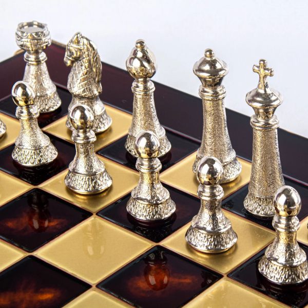 Classic Metal StauntonШахматы классические, золото с серебром, красный, 44х44 см, металл