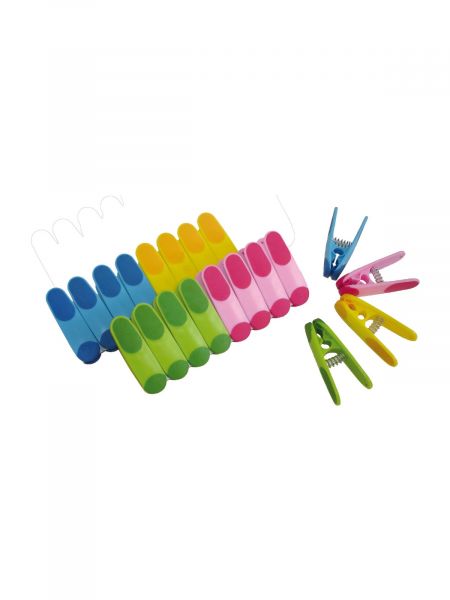 Прищепки пластиковые разноцветные с латексным покрытием 20шт ROZENBAL