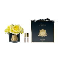 Букет из 5 роз FIVE ROSE yellow , цвет желтый, черная ваза, 2 спрея по 5 мл