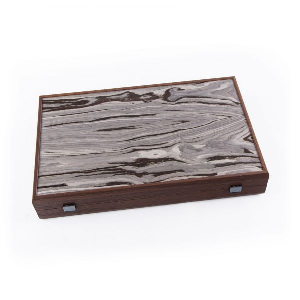 BACKGAMMON Нарды с боковыми стойками, 48x30 см, рисунок венге + дуб, ручная работа,