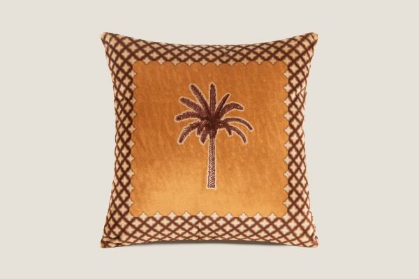 Подушка Frati EXOTIC PALM оранжевый 50х50, велюр, полиэстер