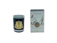 Свеча FLEUR DE THE AU JASMIN 185 гр, черный стаканчик, золотой декор, ВхШхД 13,5х8х8 см соевый вос