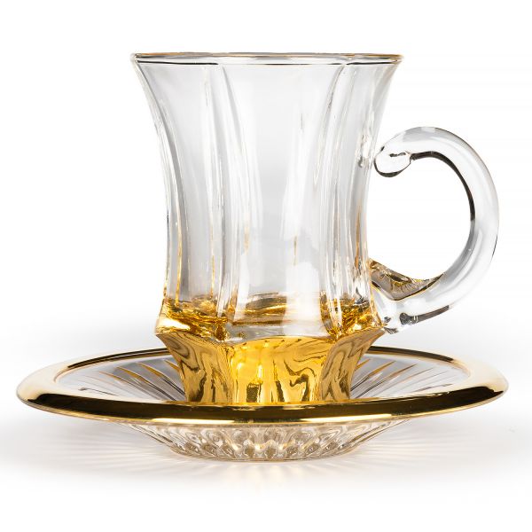MACASSAR TEA PAIRЧайная пара 6 шт, хрусталь, золото 24К , H.21
