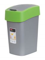 Контейнер для мусора FLIP BIN серебристый/зеленый 10л CURVER