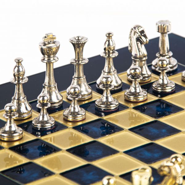 CLASSIC METAL CHESSШахматы классические, 28х28 см, золото с серебром, синий, металл
