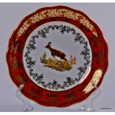 Набор тарелок 'Охота красная' 17 см 6 шт  Bavarian Porcelain