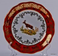 Набор тарелок 'Охота красная' 17 см 6 шт  Bavarian Porcelain