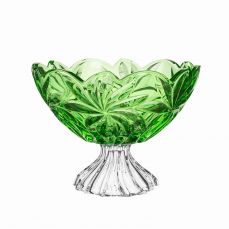 Ваза для фруктов на ножке 28.5 см 'Flora' зеленая Crystalite Bohemia