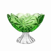 Ваза для фруктов на ножке 28.5 см 'Flora' зеленая Crystalite Bohemia