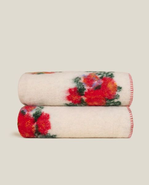 Плед MARY FLOWER WHITE 150x200 см см шерсть 55% полиэстер 45%, 1070г FRATI HOME
