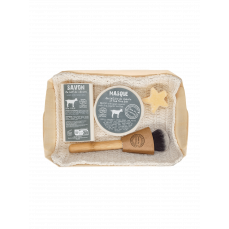 Набор Mas du Roseau COFFRET CHEVRE для всех типов кожи 1 мыло 130 гр, 1 маска-мыло для лица твердая 150 гр, кисточка для нанесения маски