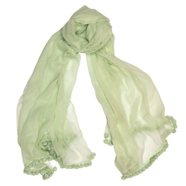 POMPON VERT Шаль с помпонами, бледно бирюзовый 100/200 хлопок