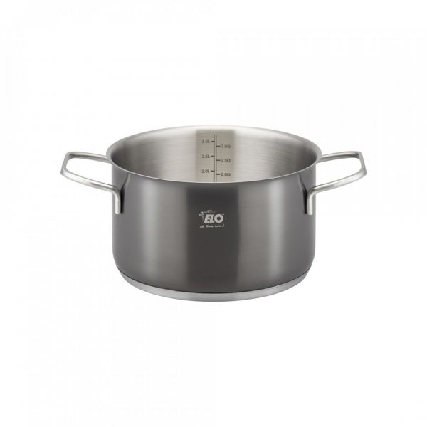 Набор посуды из 6 предметов для индукционных плит, 3 кастрюли, 1 ковш, 3 стеклянные крышки, нержавеющая сталь, черный, Twice Select, 41400, ELO